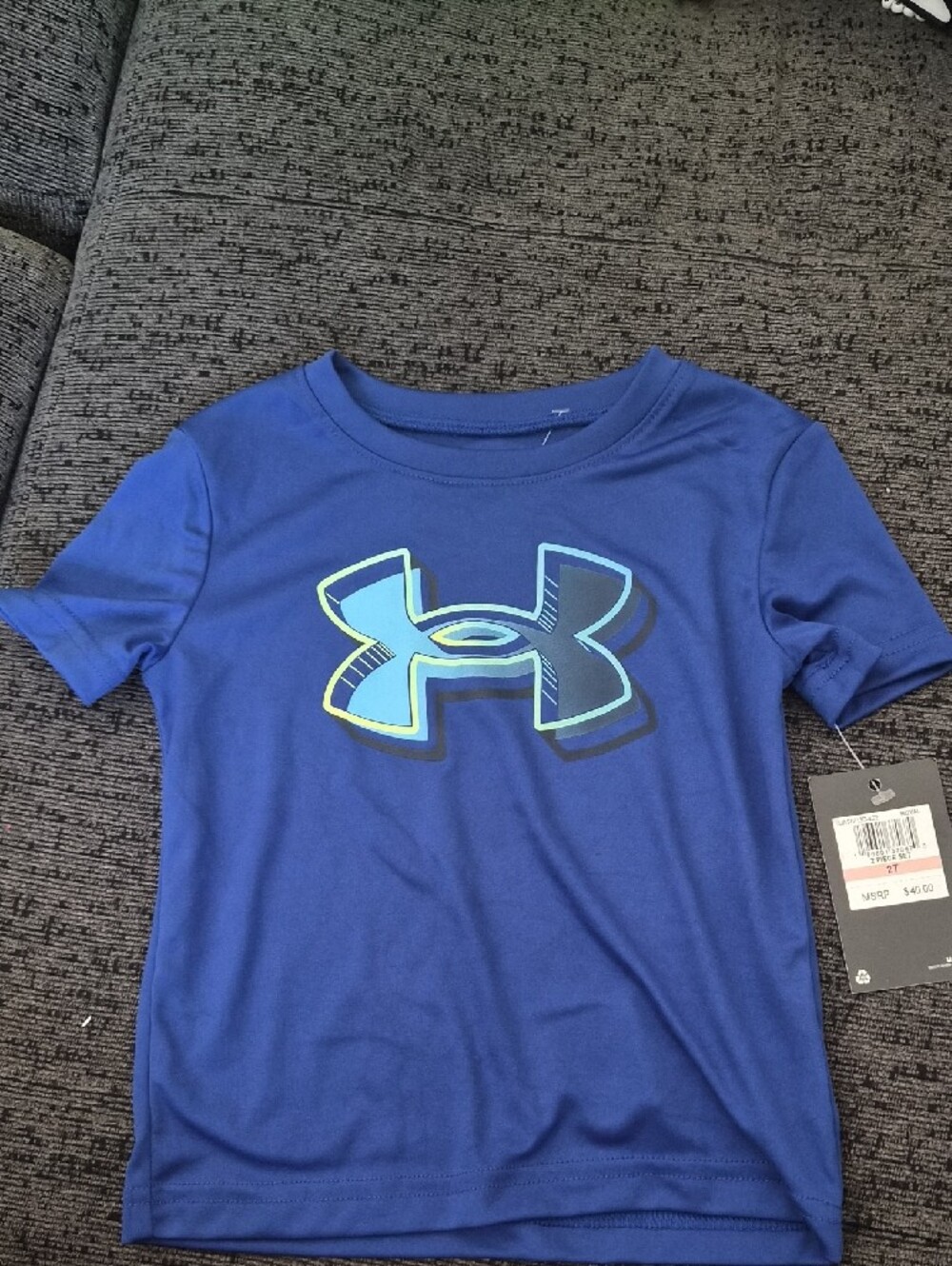 Under Armour Blue Tee with Gray Shorts Kids Active Set - Picture 2 of 4